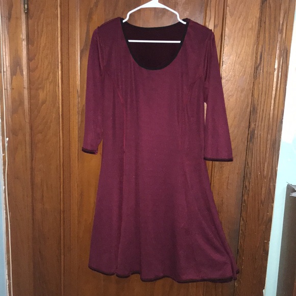 Red plum Velvet Mini Dress Half Sleeve size XXL - Picture 7 of 11